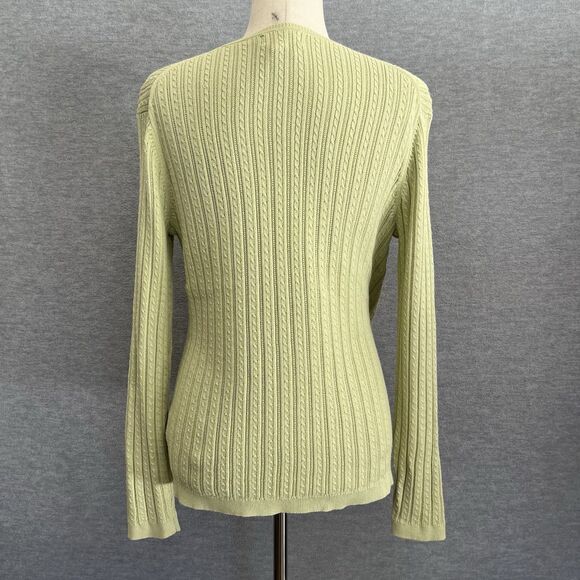 Foxcroft Cardigan Sweater Twin Set Size M Supima Cotton Pointelle Cable Knit - Picture 9 of 16
